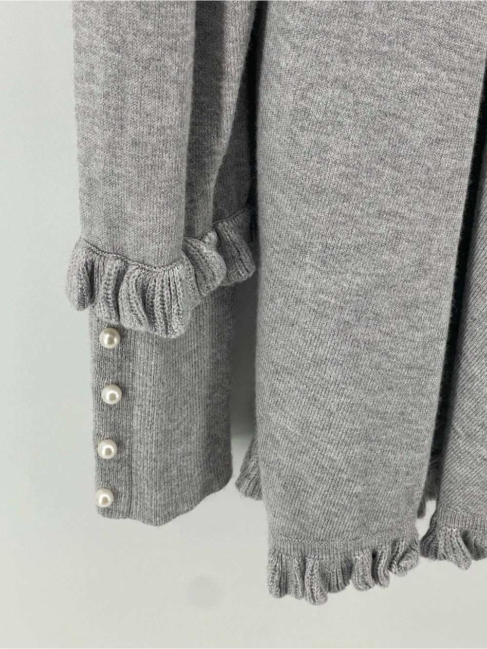 Joseph Gray Ruffle-Trim Open Front Cardigan L - Picture 2 of 4